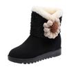 Women's Winter Warm Snow Boots With Fleece Lined Outdoor Anti Slip Woolen Knit Faux Suede Patchwork Ankle Boots High-Top Shoes for Women Short Booties