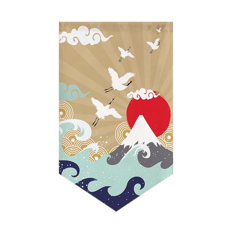 Japanese Short Door Curtain Wave Koi Kitchen Partition Triangle Flag Restaurant Hanging Curtain Pennant Izakaya Decor Drapes