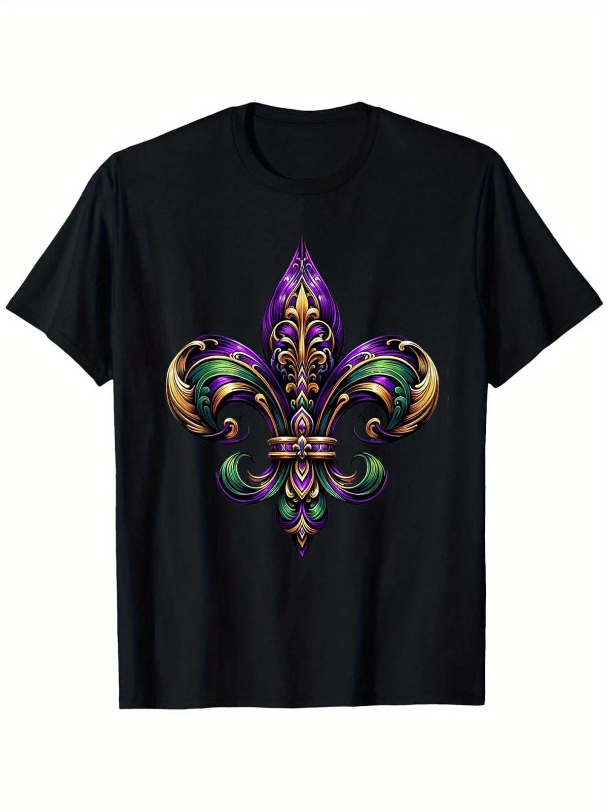 Fleur De Lis Mardi Gras Symbol Louisiana Carnival New Orlean T-Shirt Colorful Ca XXL