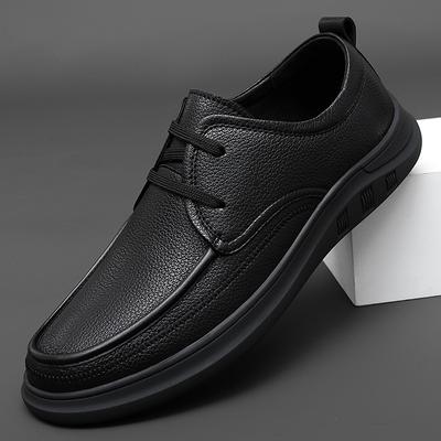 Fashion Men Shoes Lace Up Black Casual Genuine Leather Outdoor Shoes Non-Slip Men's Shoe Handmade Leisure Footwear Business Men Shoes