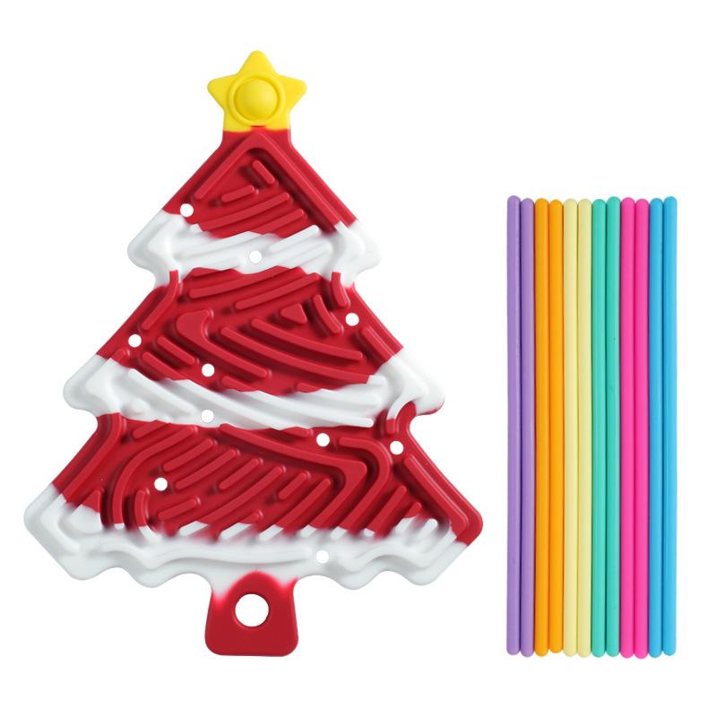 

Toys Fidget double-sided silicone sensory activity board, anxiety relief training silicone sensory toy, Christmas tree Gift