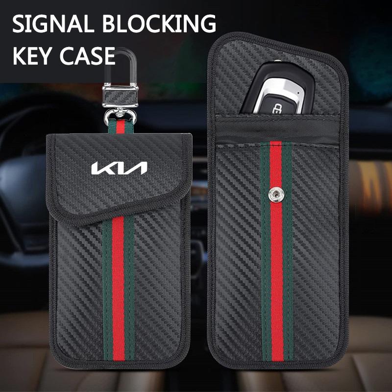 AHN1 Car Logo Key Case Signal Blocker Bag RFID Shielding Pocket Protector For KIA Rio Ceed Sportage Cerato Sorento K3 K5 Accessories