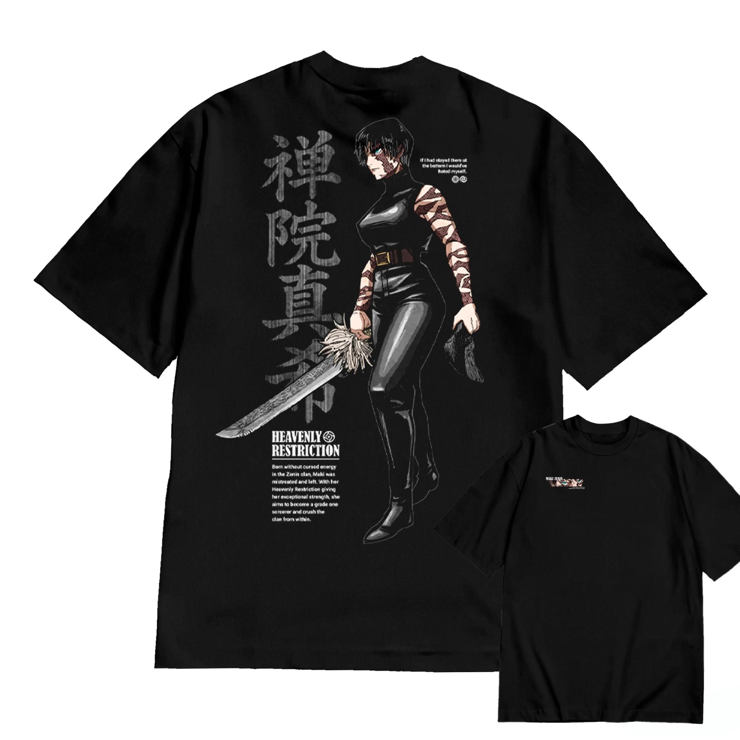 Anime Jujutsu Kaisen Maki Zenin Graphic TShirt 100Cotton Oversized Shirt unisex Y2k Unisex Short Sleeve ONeck Selling Popular 4XL