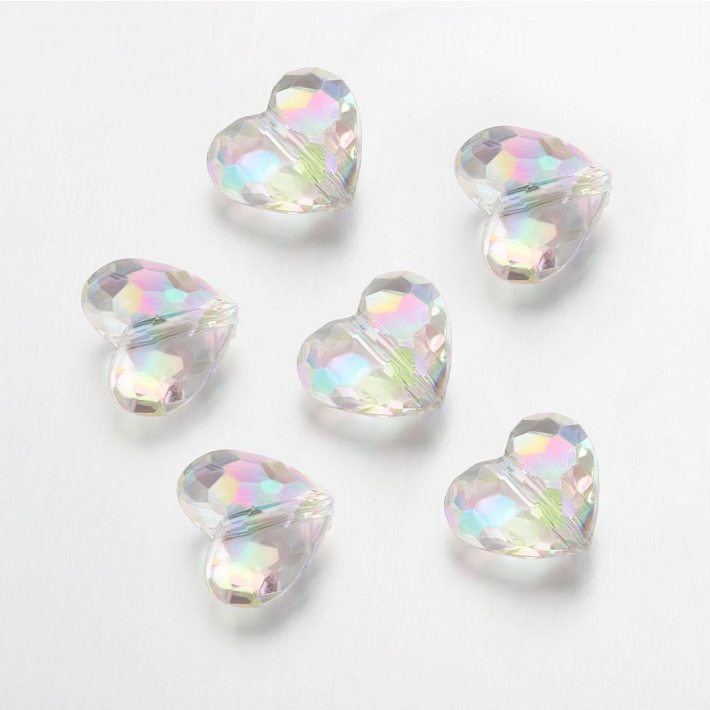 20pcs Acrylic Love Heart Beads Mixed Color Crystal Loose Spacer Beads for Jewelry Making Necklace Bracelet Handmade Accessories