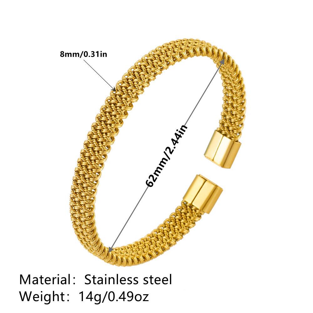 European & American Stainless Steel C-Shaped Open Bangle: Unisex Twist Snake Bone Honeycomb Design