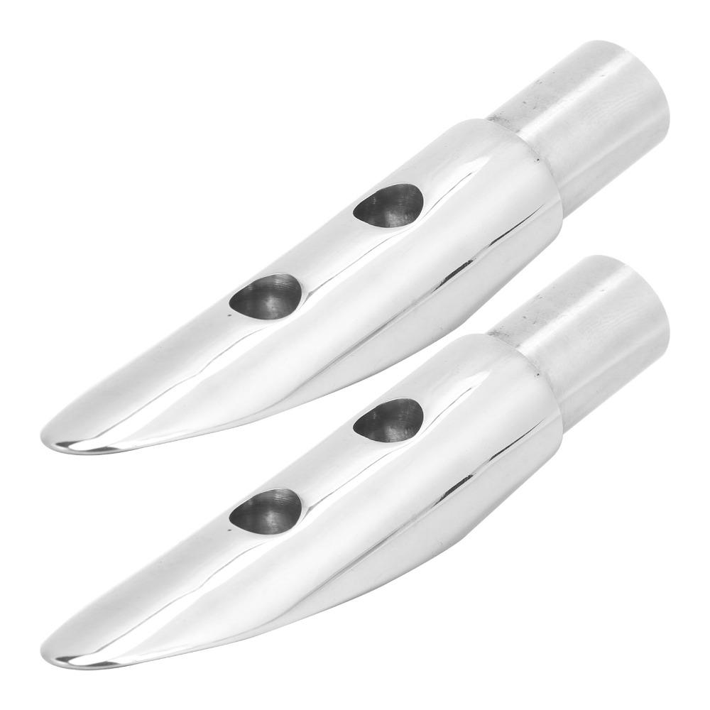 2pcs Set Silver Railing Mount 7/8in Ship Rail End Marine Accessory Boat Handrail  Watercraft