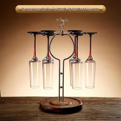 Shang Qi Crystal Champagne Glass Set with Elk Wine Rack
