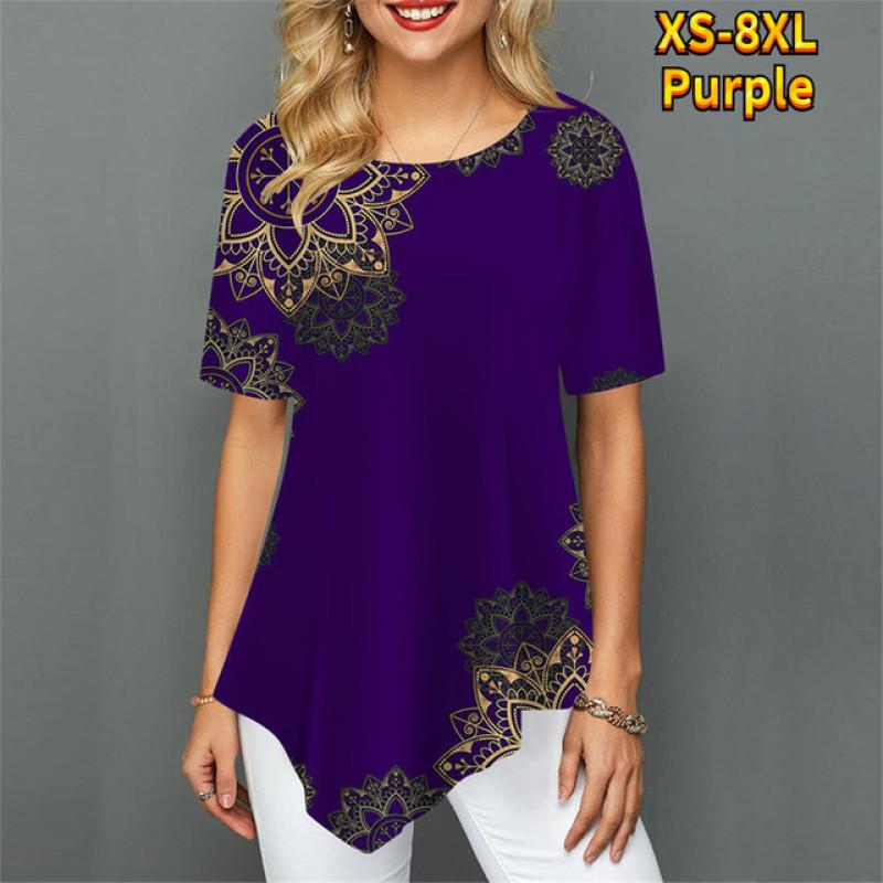 Женская футболка с нерегулярным цветком и цифровым 3D принтом — фото 11