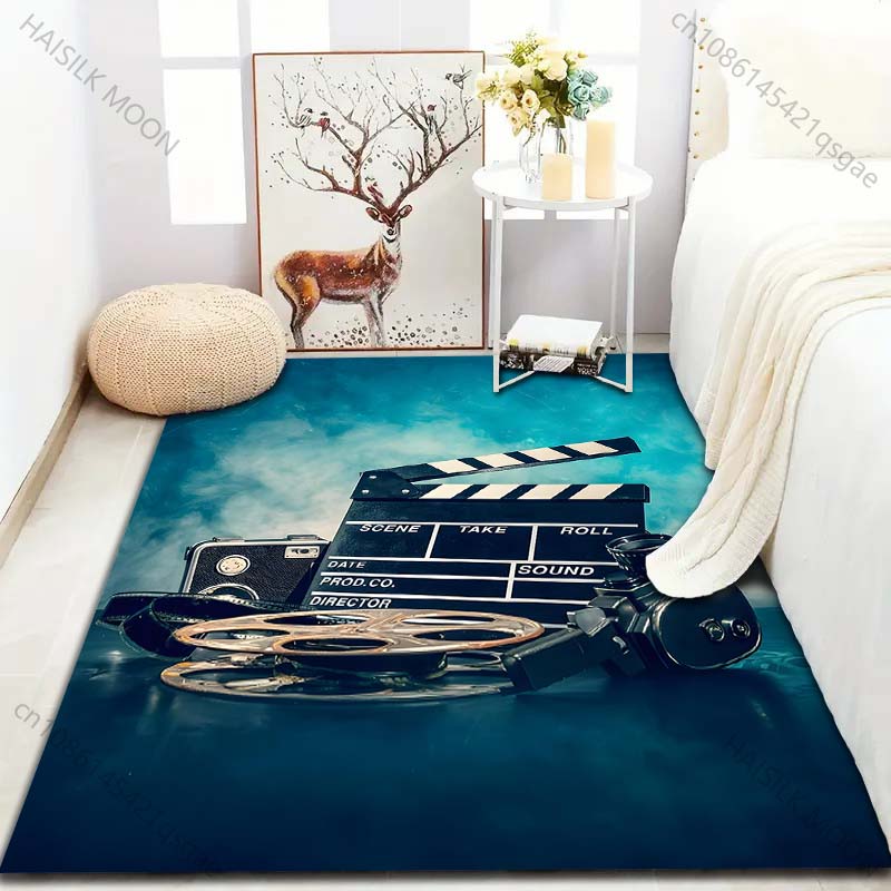 Koberec s potiskem filmové klapky pro ložnici, obývací pokoj, k posteli, k pohovce, podlahová rohož, moderní domácí dekorace, oblastní koberec pro dárky