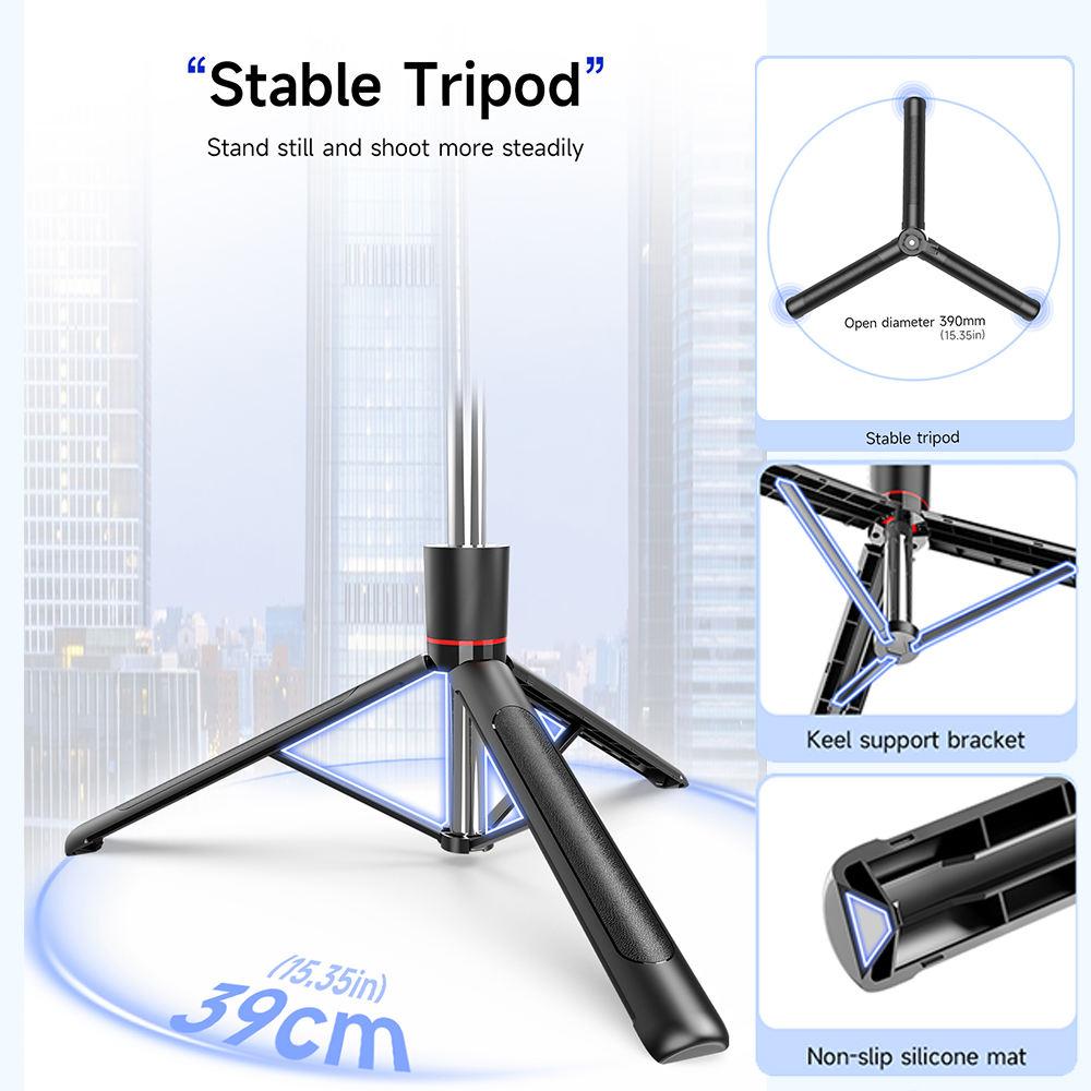 Stainless Steel Telescopic Selfie Stick Tripod Foldable Rotatable 360 Panoramic Shooting 1708mm Extended Length for Smartphone