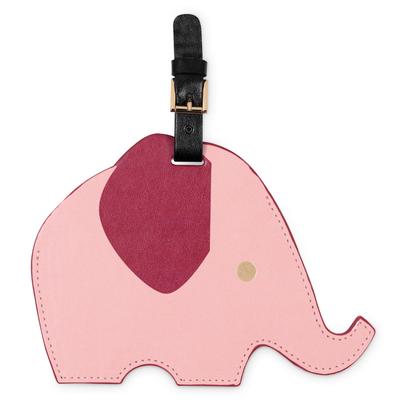 Kate Spade New York Round Red Vegan Leather Luggage Tag for Durable Suitcase ID Tag Women, (Elephant)