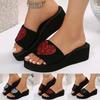 Fluff Yeah Slippers Women Ladies Fashion Summer Flashing Heart Decoration Open Toe Slope Heel Slippers Sandalias Femininas