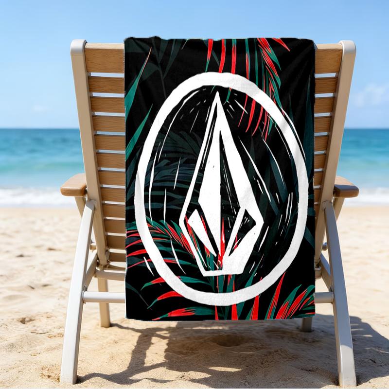 proof beach towel with a V-VOLCOM LOGO4 pattern - soft,absorbent,quick-drying,machine washable - perfect for swimming,camping,bathing