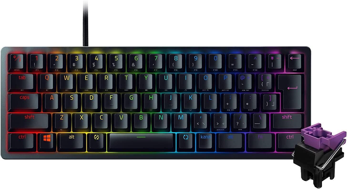 

Razer Huntsman Mini JP Compact Gaming Keyboard with Clicky Optical Japanese JP Clicky Chroma RGB Japanese Distributor Switches, Layout, 60% Layout, чорний