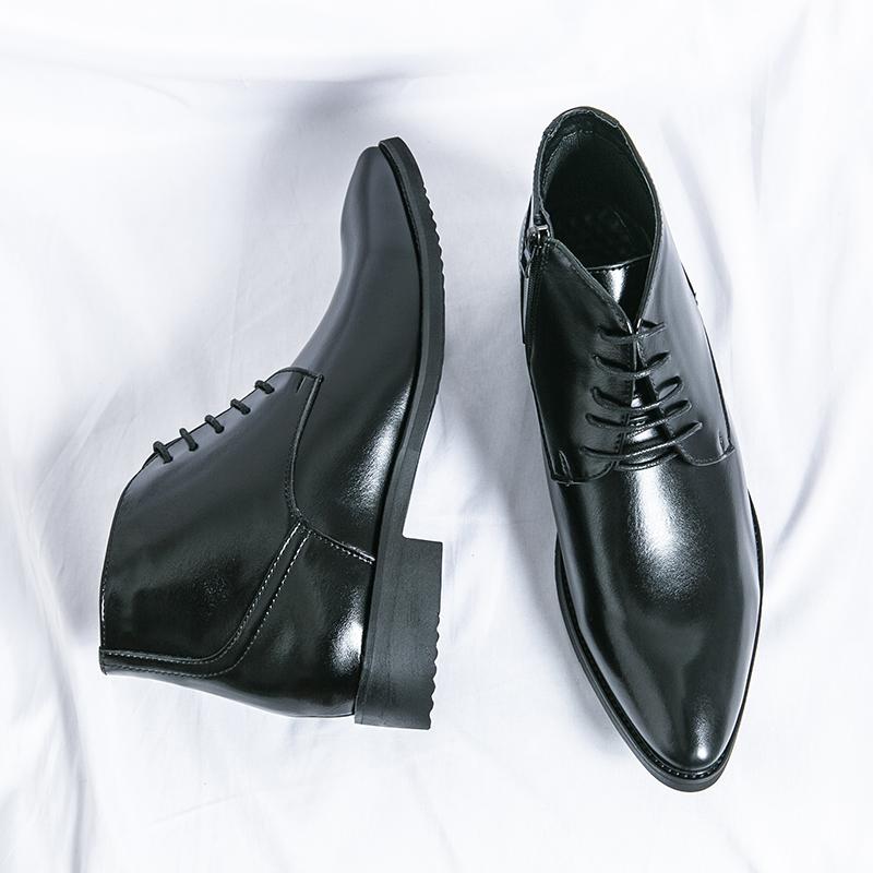Men's Classical Retro Leather Boots Fashion Versatile Male Ankle Boots Lace-up Short Business Shoes Formal Dress High-Top Shoes
