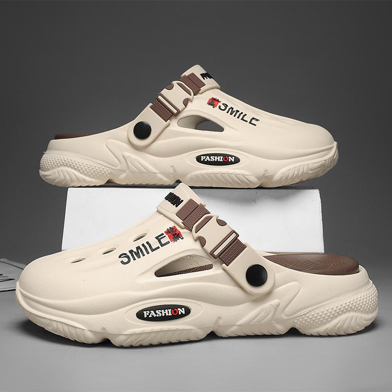 Fashion Mens Summer Beach Sandals Unisex Casual Garden Clogs Outdoor Wide Toe Cross Sandals for Ladies Non Slip House Shower Slippers