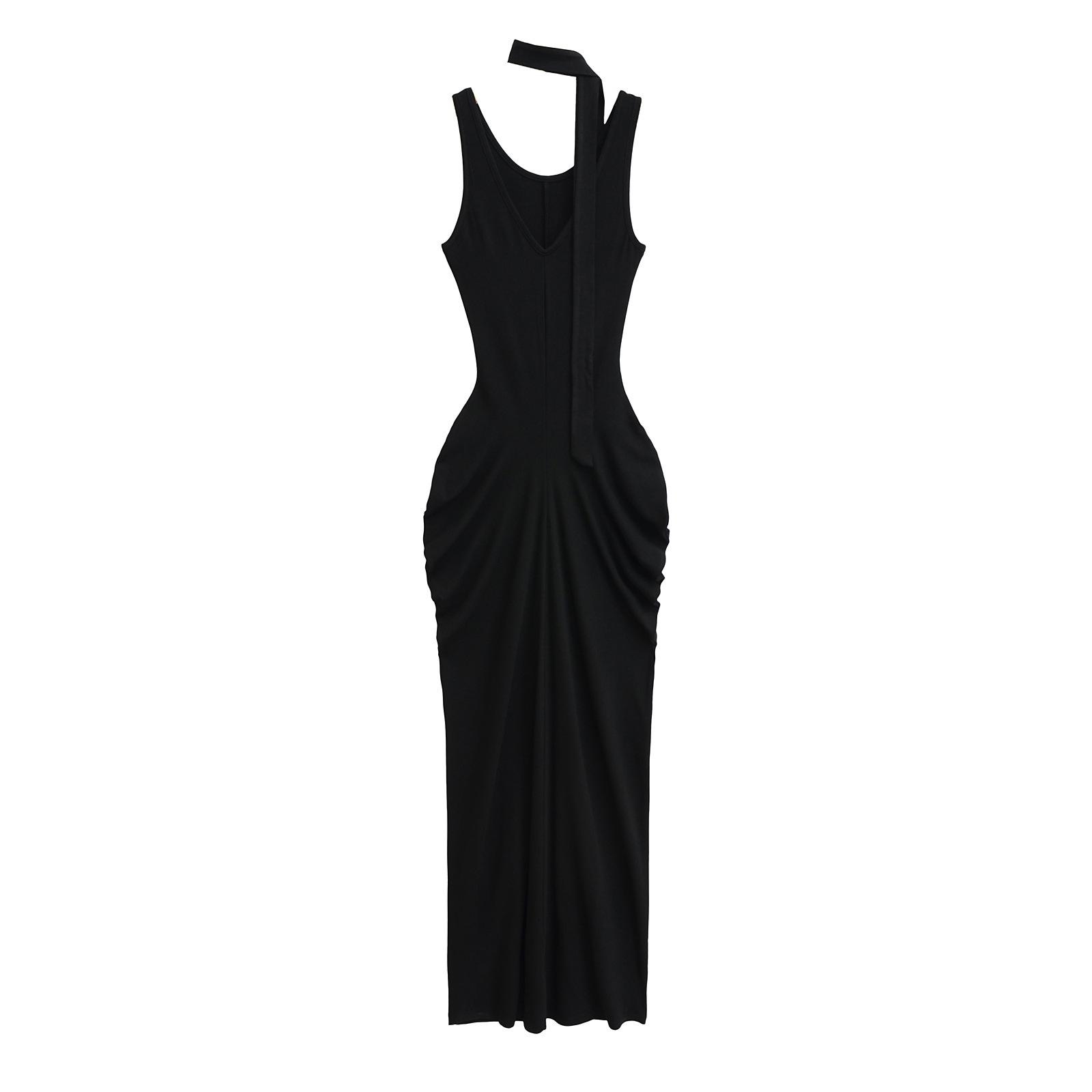 

Платье греческой богини с открытой спиной и халтером – Сексуальное, стильное и стройнящее летнее платье макси на бретельках Small чёрный