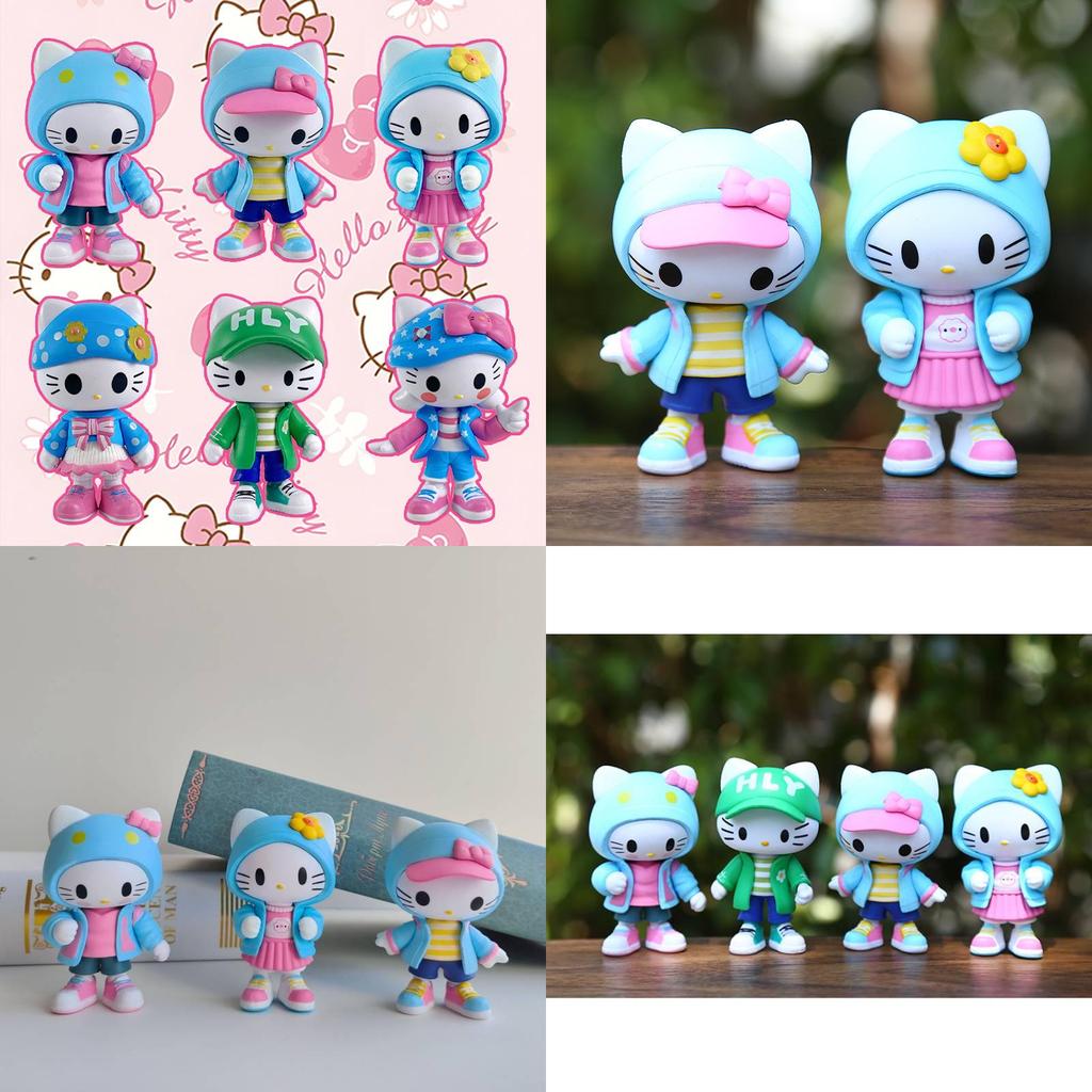 Adorable Kt Cat Figurine Cute Fashionable Pvc Cat Doll For Home Desk Decoration