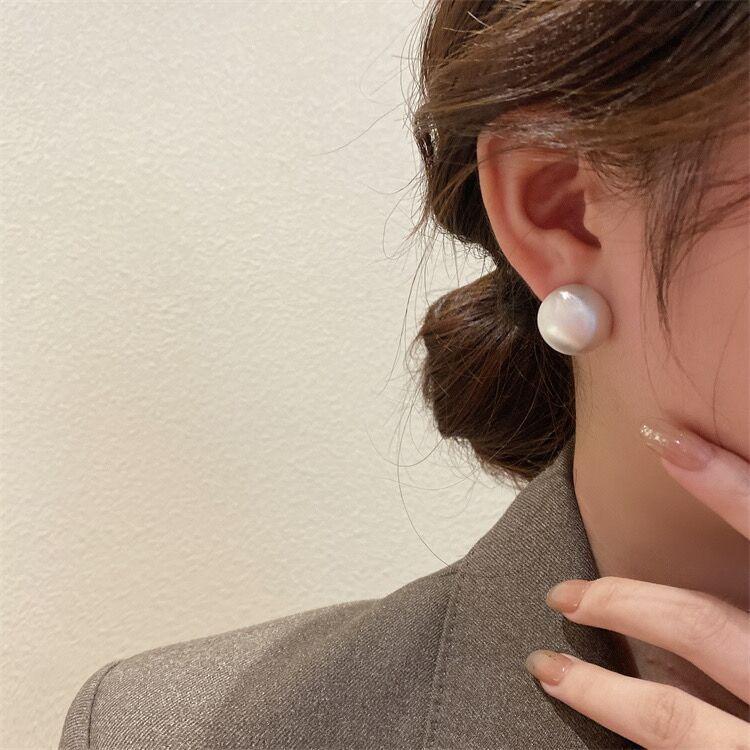 European Style Punk Fashion Geometric Half Metal Big Ball Round Stud Earrings For Women Girls Party Accessories