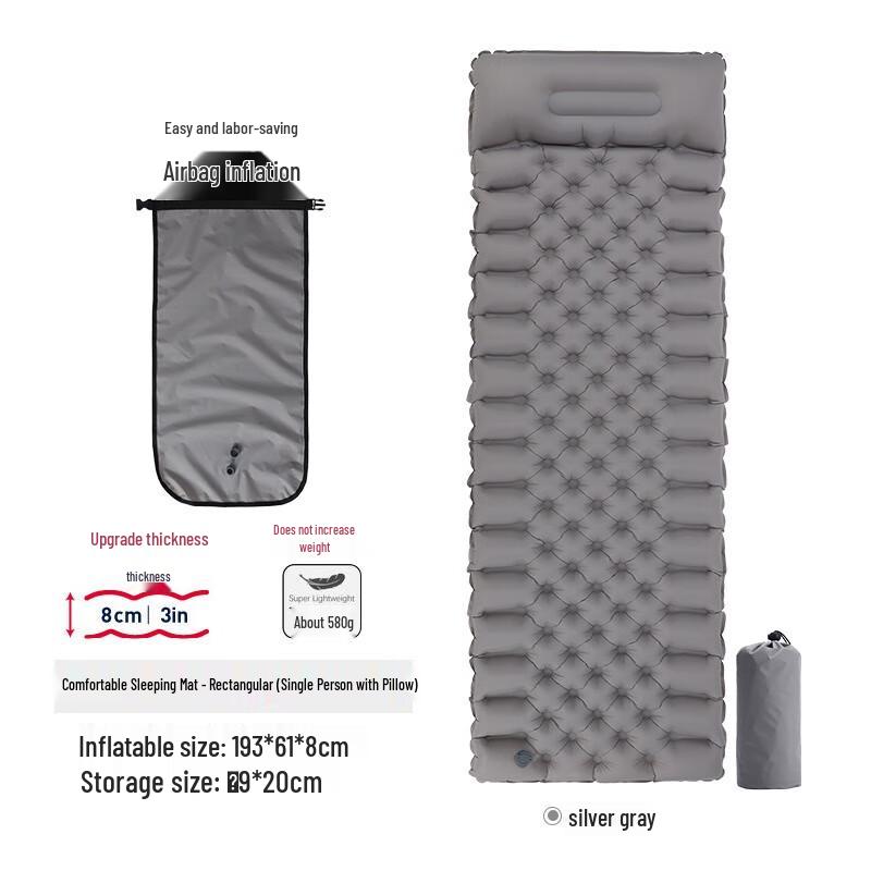 Outdoor Camping Inflatable Sleeping Pad with Pillow