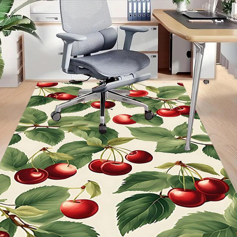 1PC Cherries Leaves Non-Slip Floor Carpet Compatible for Office&Living Room&Bedroom&Dining room - Flat- Soft & Pattern, Vibrant Colors-W230