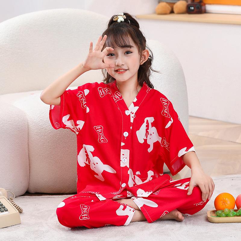 

Детский летний хлопковый пижамный комплект с коротким рукавом 100cm