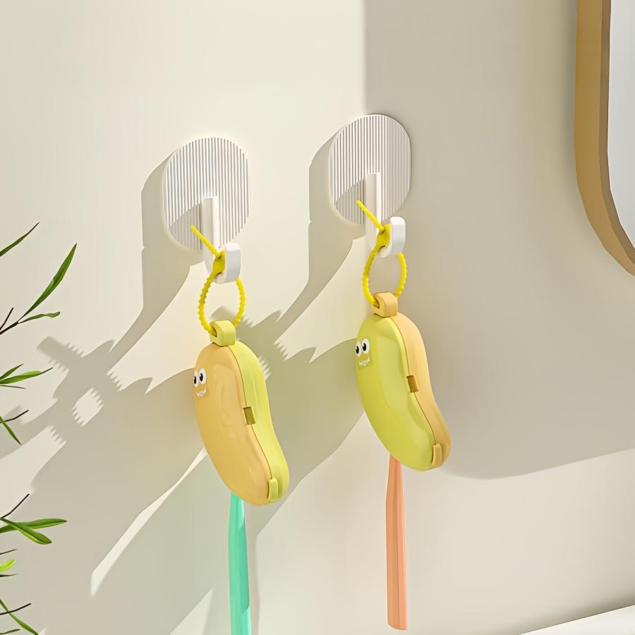 1pc Banana-Shaped Toothbrush Holder with Toothpaste Storage Box, Durable Plastic Travel Case – Portable ABS Design, Essential