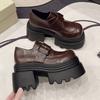 10Cm platform loafers women's 2025 spring new small British style heightening small leather shoes muffin shoes