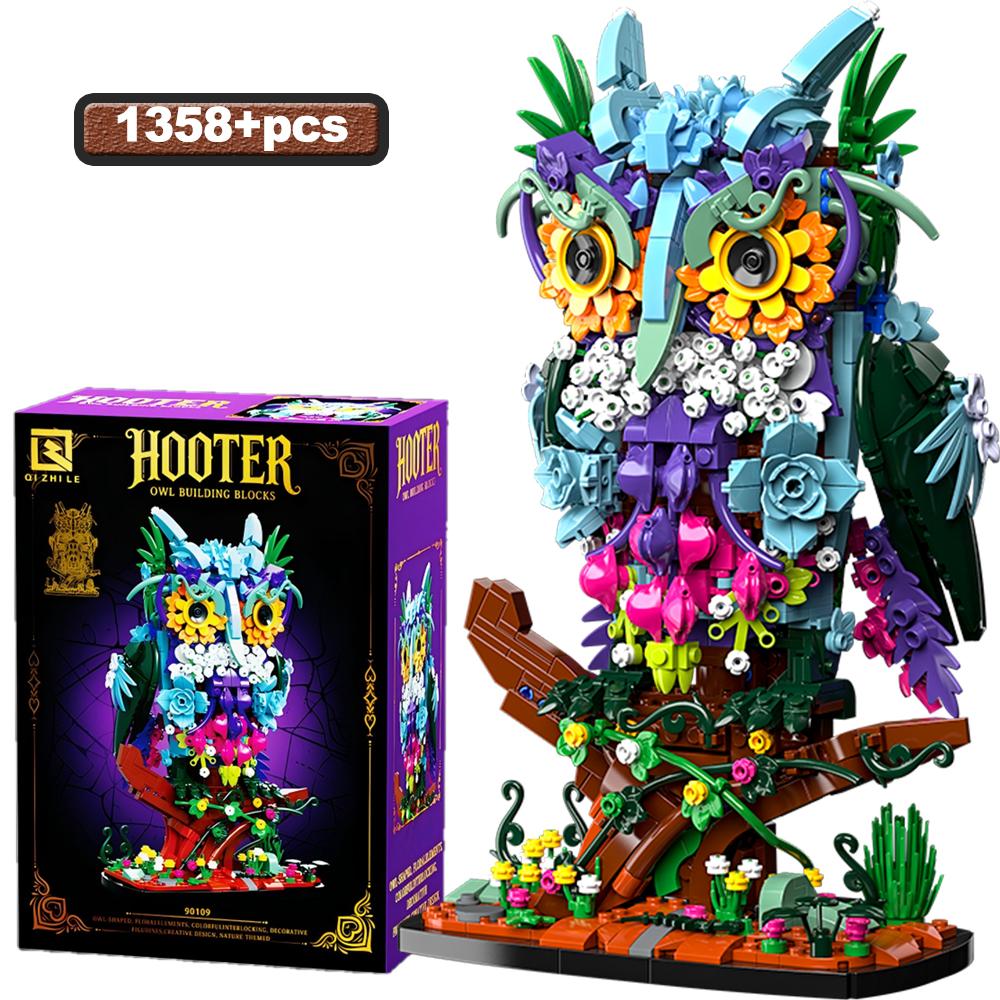Non-Toxic Moc Mechanical Colorful Owl Model Building Block City Creative Desktop Ornaments Animal Bricks Educational Toys Kids Adults Gift