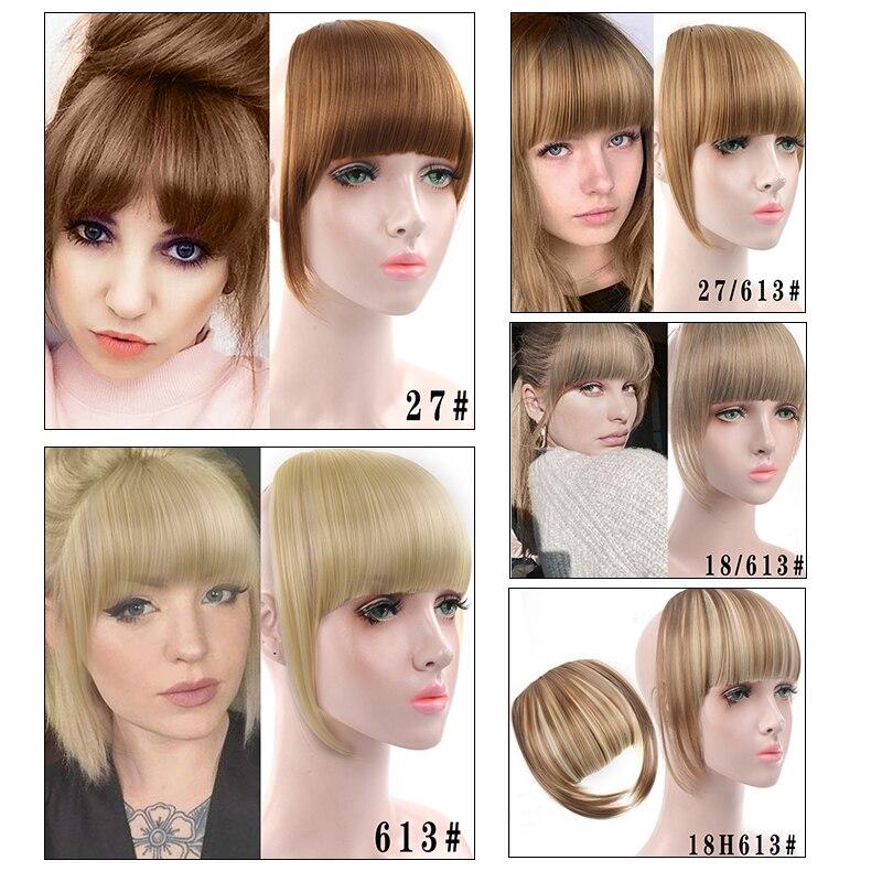 Synthetic Women's Hair Short Straight Blunt Bangs Natural Fake False Hair Clip In Hairpieces For Black Heat Resistant Fiber KTB