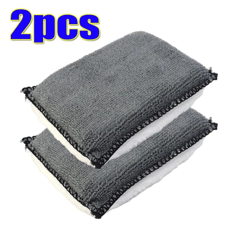 1/2/4/6PCS Soft Double Side Microfiber Scrubbing Sponge Car Leather Cleaning Microfiber Towel Wax Sponge Auto Detailing Tools
