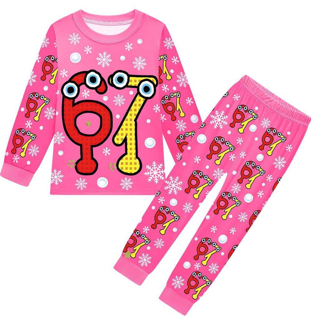 19700 Kids Boys Girls Steal a Brainrot 67 Six Seven Print Long Sleeves T-Shirt Pants Pajamas Sleepwear Sets