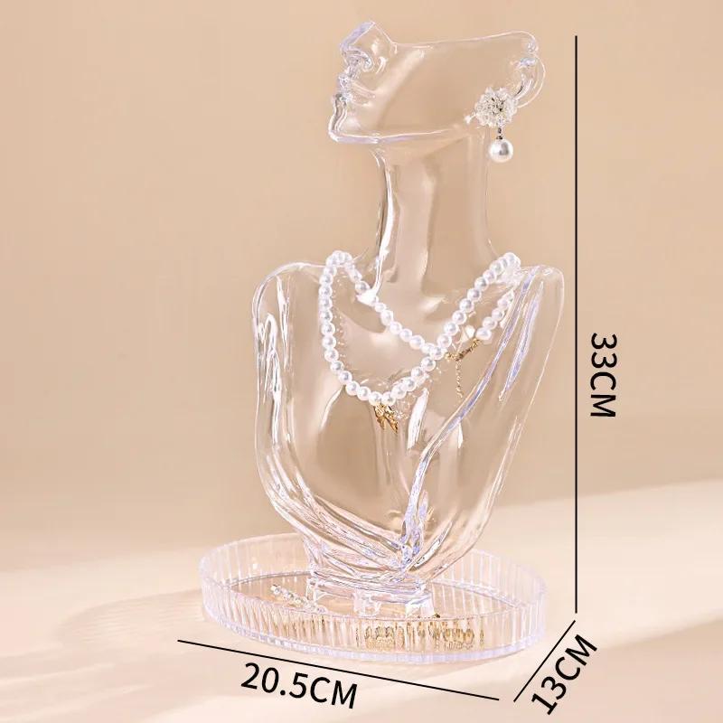 Portrait Neck Necklace Display Stand Jewelry Earrings Pendant Neck Model Plastic Mannequin for Showcase Window Display