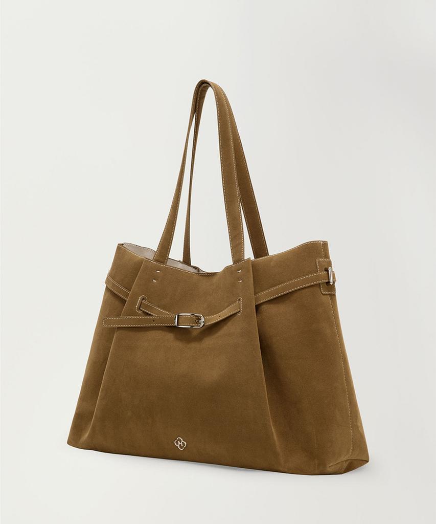 Heeari Fleur Suede Belted Bag_Camel