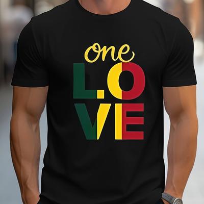 Men Gradient Color Block LOVE Print T-Shirt Breathable Short Sleeve Tee for Gym Running Casual Wear Regular Fit Men Clothing