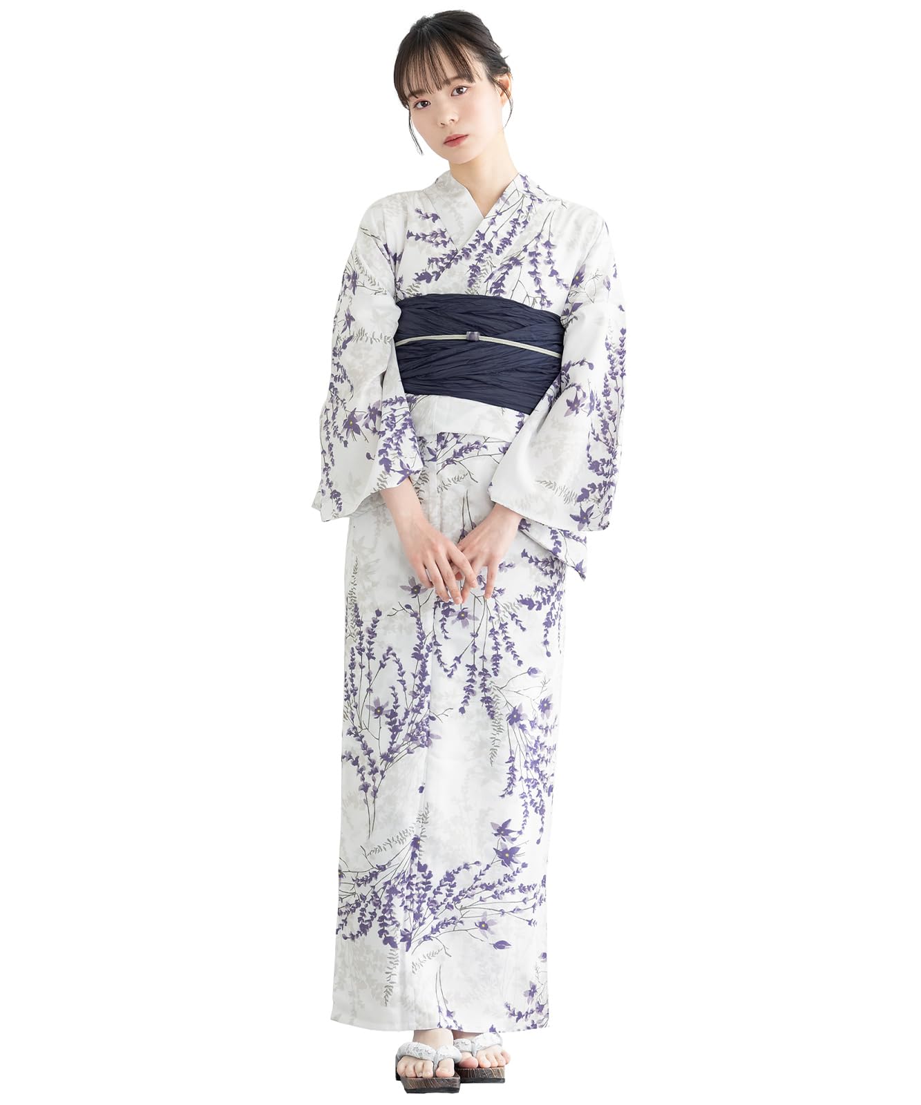 

[SOUBIEN] Soubien Yukata 3-Piece Set floro Women s (YukataHeiko ObiGeta) Free Size Blooming Ivy x Navy ykt10144-obs00329