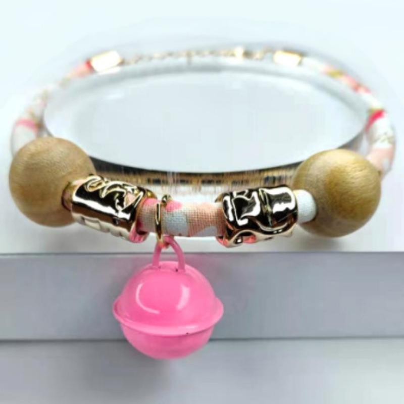 Pet Insect-proof Collar, Sandalwood Bead, Dog Collar, Money Cat Neck Collar, Alloy Head, Adjustable Bell