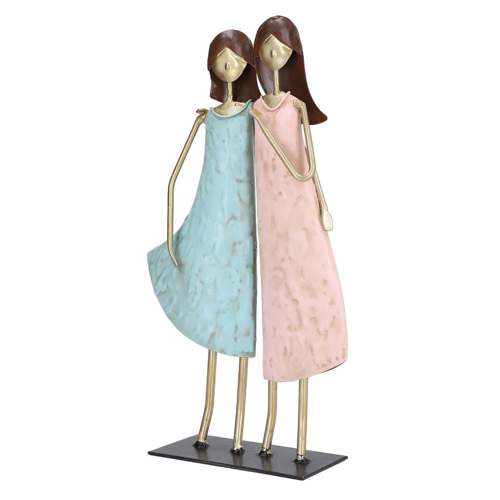 Sister Figurine Vintage Iron Art Sibling Statue Unique Metal Sculpture Table Bookshelf Decor Type 2