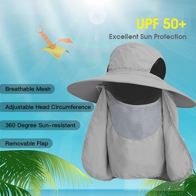 Outdoor-Sonnenhut mit UV-Schutz, Fischerhut mit Gesichtsschutz und Nackenklappe für Damen und Herren, zum Wandern