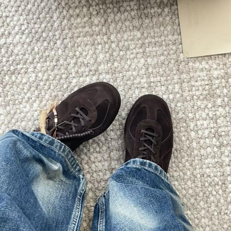 Cowhide version~ niche leather matte beef anti-velvet German training shoes women's Forrest Gump shoes versatile flat-bottomed retro sports shoes