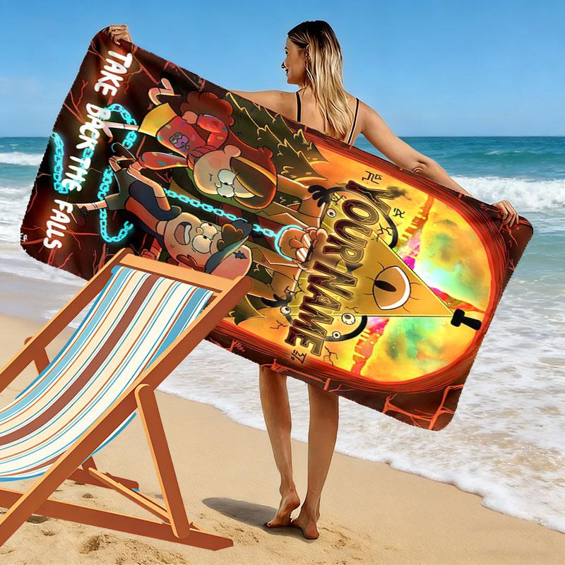 Custom Gravity Falls Print Beach Towel, Large Soft Quick Dry Towel for Beach Camping Swimming