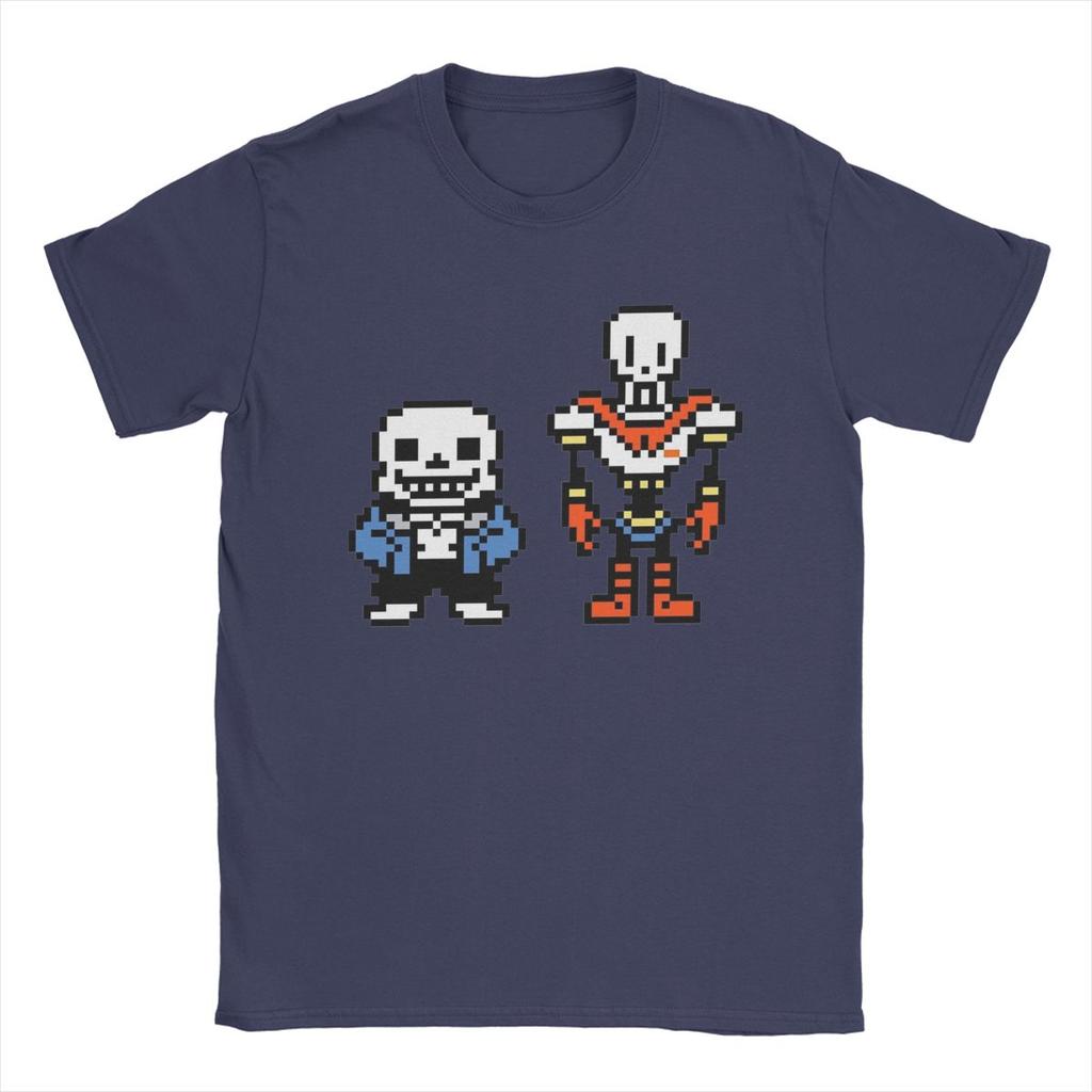 Men Undertale Sans And Papyrus T Shirt Game Pure Cotton Clothes Casual Short Sleeve Crewneck Tees Plus Size T-Shirt