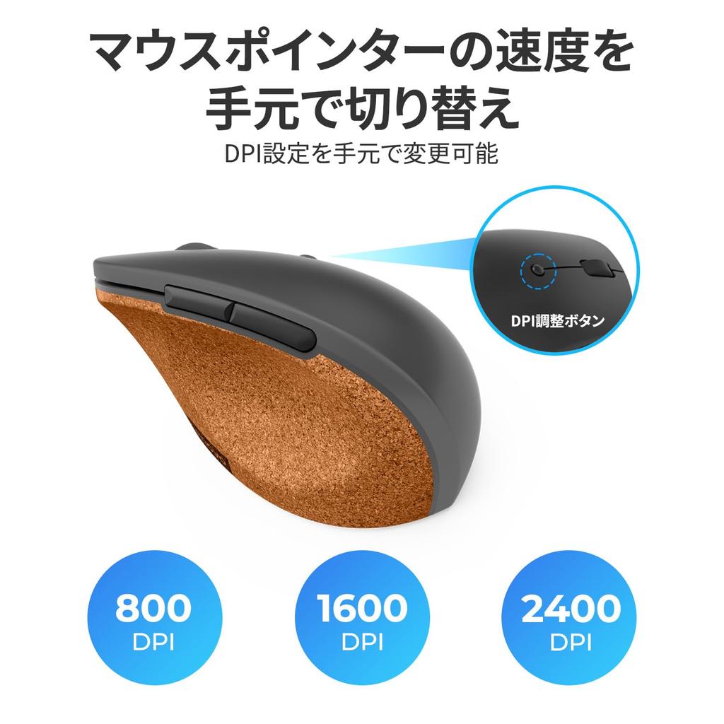 Lenovo Go Wireless Vertical Mouse, Wireless Connection, 6 Buttons, Blue LED, DPI Switching, Right-Handed, 4Y51C33792