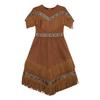 Girls Fringe Hem Dress Double Layer Tassel Decoration Round Neck Short Sleeve Chest Fringes Party Costume