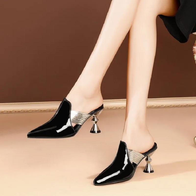  Sapatos Femininas Women Fashion High Quality Sexy Silver Square Heel Shoes Lady Sexy Party Night Club Shoes Ab363