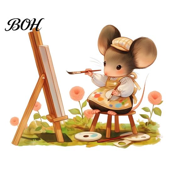 Cute Animal Wall Murals Cartoon Mouse Sticker, Fairy Tale Decal, PVC Waterproof Removable Vinyl Stickers Art Decors, Self Adhesive Mural for