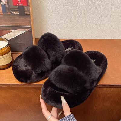 Fashion Winter Fluffy Slippers Women 2024 New House Home Fur Slippers For Women Flat Platform Cozy Fuzzy Indoor Shoes Korean Slides