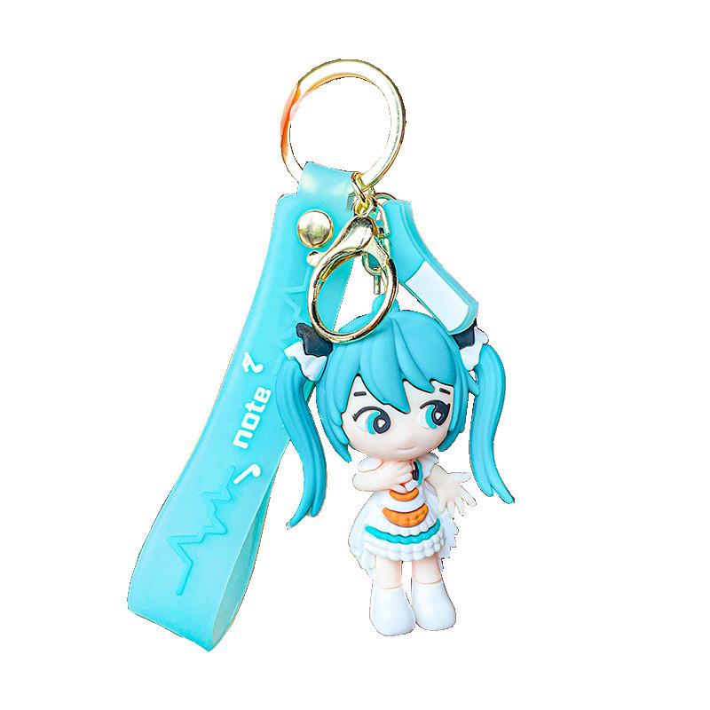 Adorable Miku Hatsune Keychain Cute Cartoon Silicone Bag Charm Car Key Accessory
