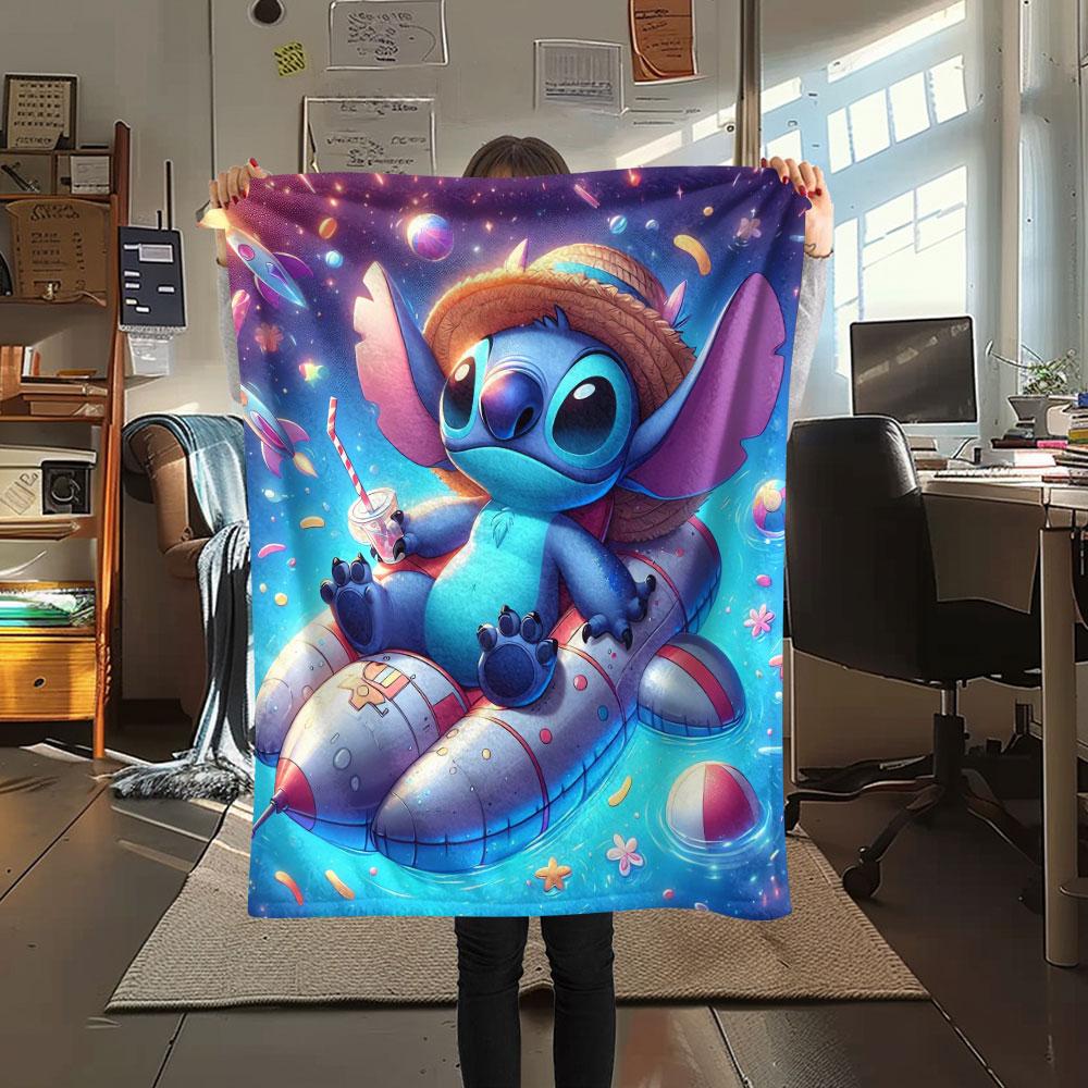 Stitch Cartoon printing Flannel Blanket Bedroom Sofa Camping Warm blanket Gifts for family and friends-MJ003