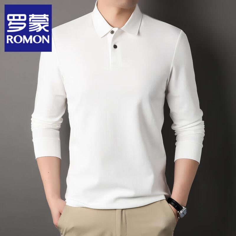 Romon Men s Pure Cotton Long Sleeve Polo T-Shirt 2XL
